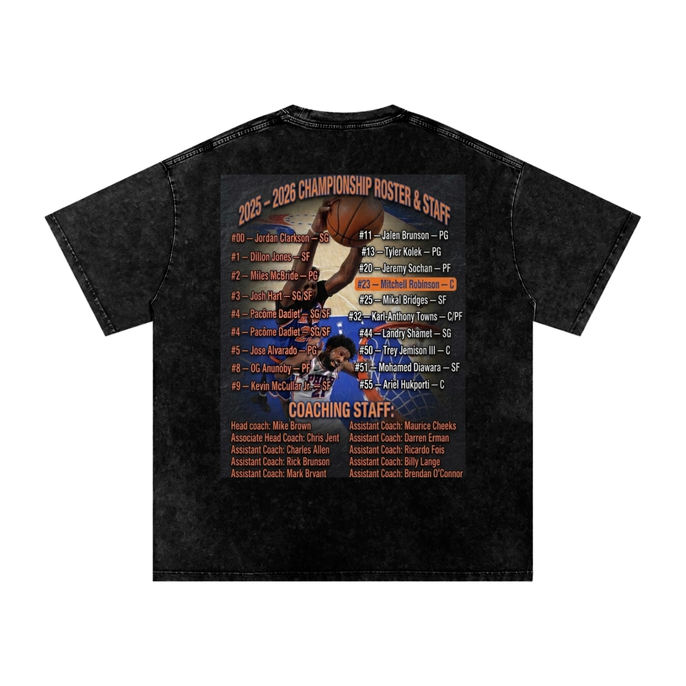 New York Knicks 2025-2026 world tour champion Snow Washed Oversized Cotton T-Shirt