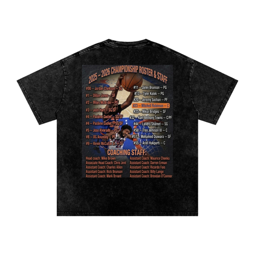 New York Knicks 2025-2026 world tour champion Snow Washed Oversized Cotton T-Shirt